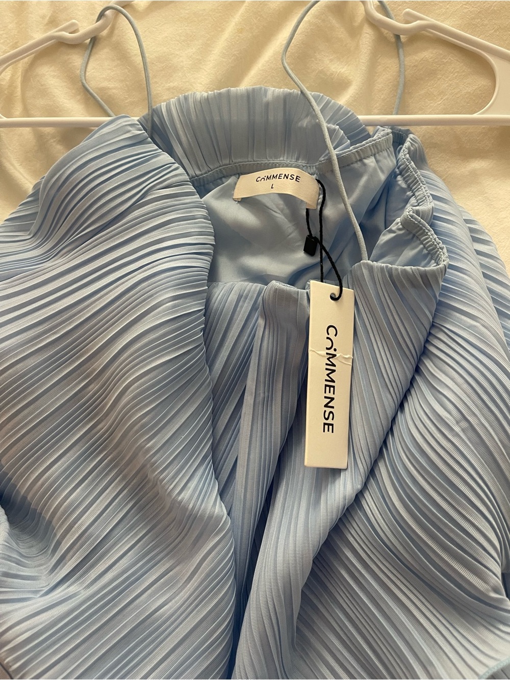 Commense Light Blue Pleated Dress